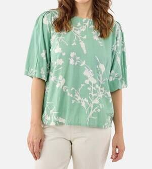 NEW JENSEN printed seersucker blouse in green